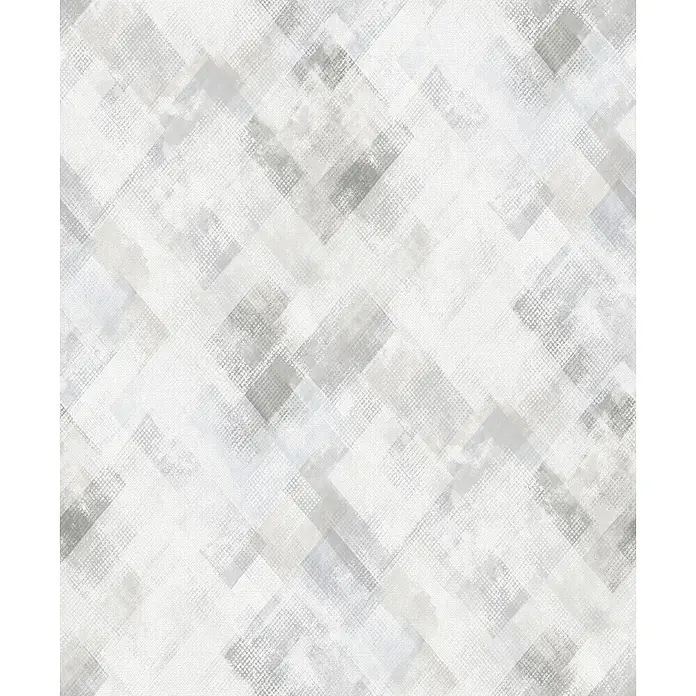 Marburg Novamur Plus Fresh UP Vliestapete Grafik - Blau-Grau, Grafisch, 10,05 x 0,53 m - Abstraktes Muster aus überlappenden grauen und weißen geometrischen Formen mit gepunkteter, texturierter Oberfläche.