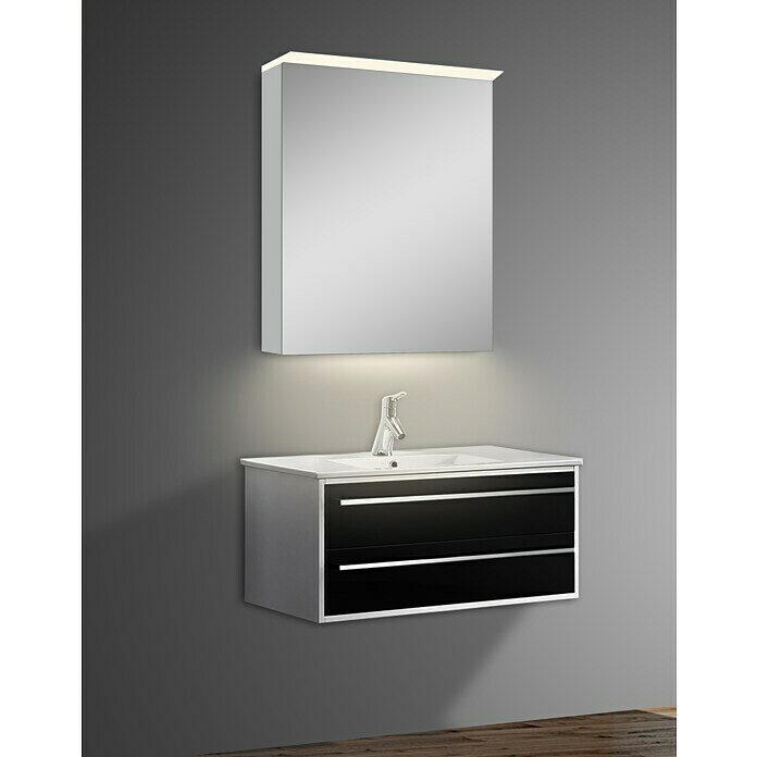 Led-spiegelkast Aluminio Light (b x h: 60 x 70 cm, Met verlichting, Aluminium)