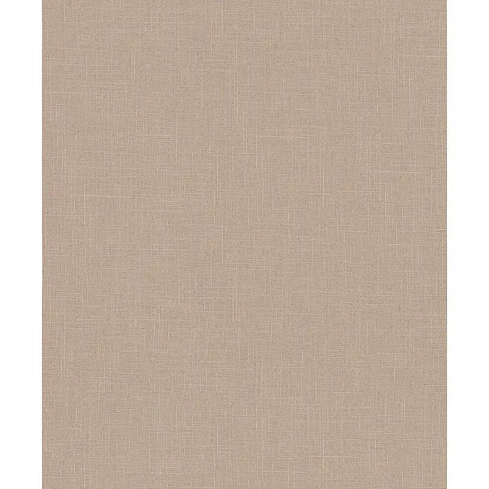Marburg Boho Vliestapete Uni II - Taupe, Uni, 10,05 x 0,53 m - Beige Leinen-Optik Stofftextur, zeigt feine gewebte Fäden.
