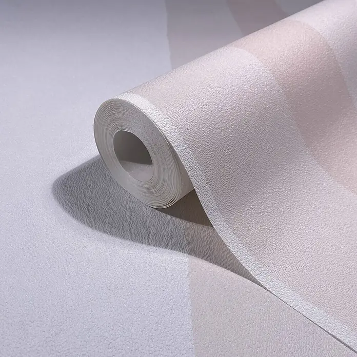 Marburg Vliestapete Novamur Oriana Streifen - Weiß-Rosa, Streifen, 10,05 x 0,53 m - Gerollte strukturierte Tapete mit dezenten hellen Streifen.