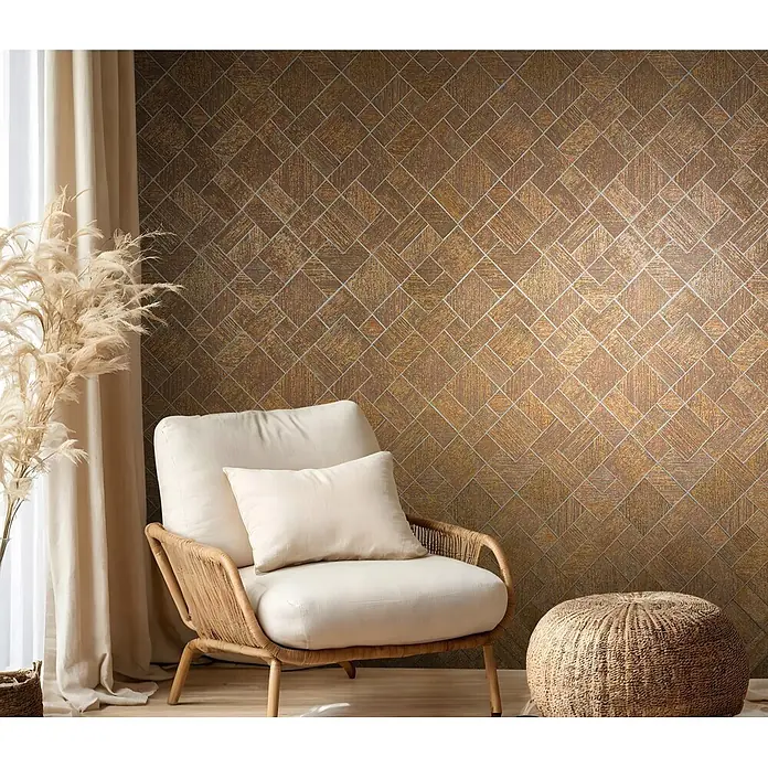 Marburg Ritus Vliestapete Grafik I - Gold, Grafisch, 10,05 x 0,53 m - Geometrische Tapete in warmen Brauntönen als Akzentwand.