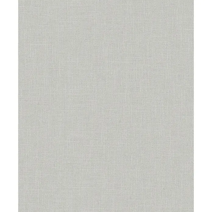 Marburg Boho Vliestapete Uni I - Beige-Grau, Uni, 10,05 x 0,53 m - Hellgraue gewebte Stofftextur, die Leinen ähnelt.