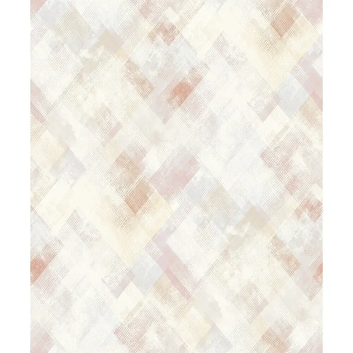 Marburg Novamur Plus Fresh UP Vliestapete Grafik - Grau-Beige, Grafisch, 10,05 x 0,53 m - Nahtloses abstraktes Muster aus texturierten, überlappenden Quadraten in sanften Beige-, Rosa- und Blautönen.