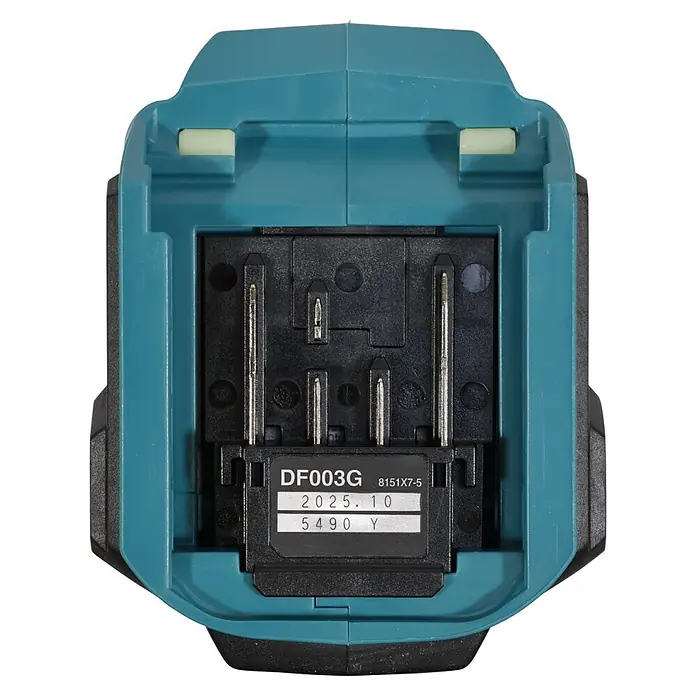 Makita XGT 40V max. Akku-Bohrschrauber-Set DF003GU201 - 40 V, 2 Akkus, 4 Ah, 140 Nm - Türkis-schwarze Akku-Schnittstelle für Elektrowerkzeuge mit Metallkontakten und Etikett DF003G, Datum 2025.10.