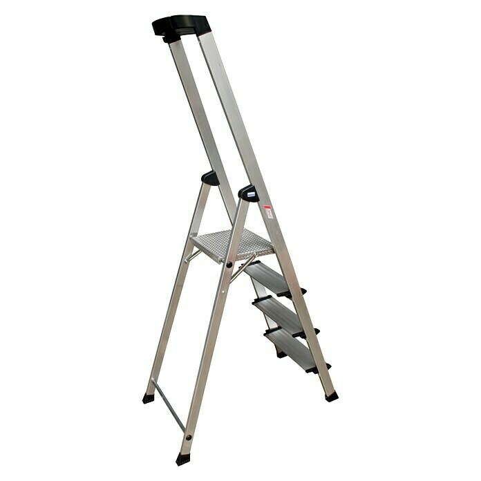 Krause PlusLine Stufenstehleiter Safety (Arbeitshöhe: 2,85 m, Anzahl Tritte: 4 Stufen, Tiefe Stufen: 125 mm, Aluminium)