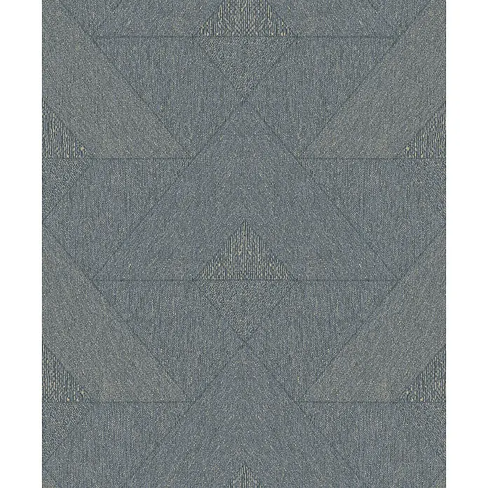 Marburg Vliestapete Novamur Naomi Grafik I - Schwarz-Blau, Grafisch, 10,05 x 0,53 m - Blaugraue Textilstruktur mit geometrischen Dreiecken und unterschiedlichen Fadenrichtungen.