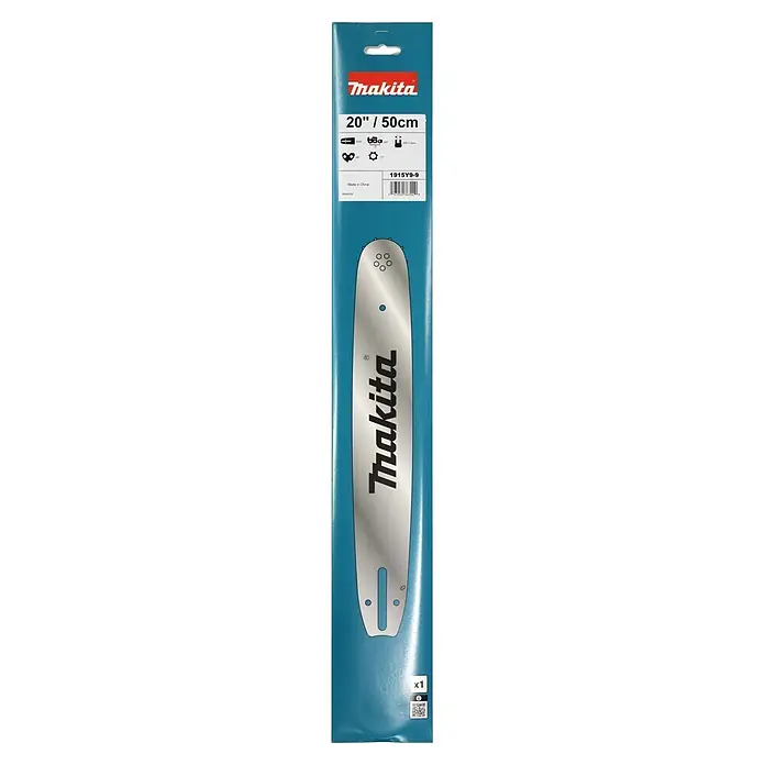 Makita Sägeschwert - Passend für: Sägeschiene mit 50 cm Länge, 1,3 mm Schienennutbreite Ketten mit 0,325"-Teilung - Makita 20-Zoll (50cm) Motorsägen-Führungsschiene in blauer und transparenter Verpackung.