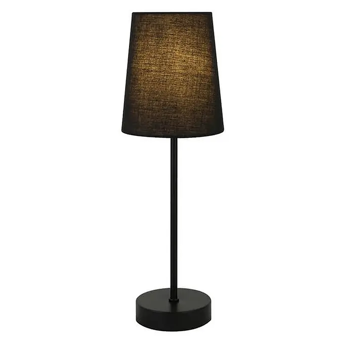 Home Deluxe Tischleuchte VANA - 40 W, L x B x H: 13 x 13 x 40 cm, Schwarz, Schwarz, E14 - Schwarze Tischlampe mit schwarzem Stoffschirm und rundem Fuß.