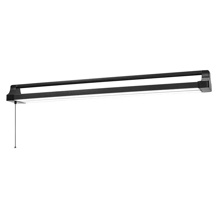 Osram LED-Deckenleuchte Office Line Double Portable - L x B x H: 106,28 x 11,9 x 10,22 cm, Schwarz, Kaltweiß - Schwarze LED-Werkstattleuchte mit weißem Lichtstreifen und Zugschalter.