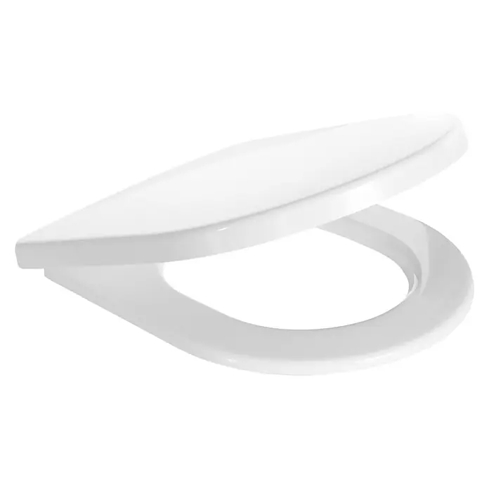 SCHÖNER WOHNEN-Kollektion WC-Sitz Antus Wrap Soft Close Weiß - Duroplast, Weiß, Mit Absenkautomatik - Glänzender weißer Toilettensitz mit leicht geöffnetem Deckel.