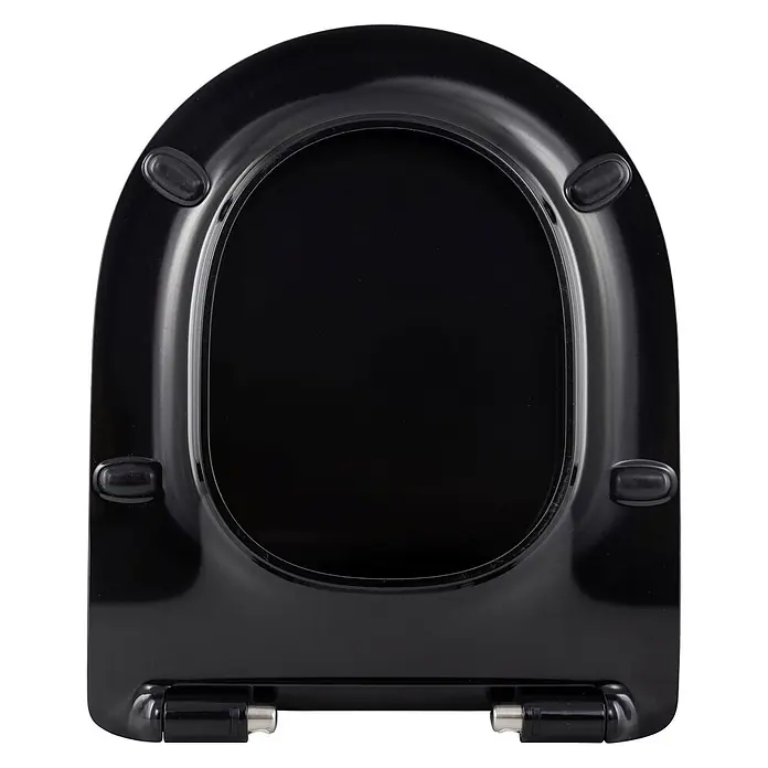 SCHÖNER WOHNEN-Kollektion WC-Sitz Antus Slimline Soft Close Mattschwarz - Duroplast, Mattschwarz, Mit Absenkautomatik - Schwarzer Kunststoff-Toilettensitz mit ovaler Öffnung und unteren Scharnieren.