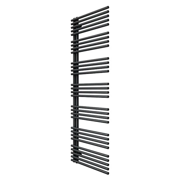 SCHÖNER WOHNEN-Kollektion Designheizkörper Celia 60 x 174 Mattschwarz - Mattschwarz - Schwarzer Leiter-Handtuchheizkörper.