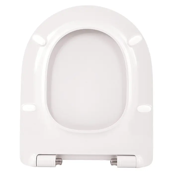 SCHÖNER WOHNEN-Kollektion WC-Sitz Antus Slimline Soft Close Weiß - Duroplast, Weiß, Mit Absenkautomatik - Weißer Toilettensitz aus Kunststoff mit ovalen Gummipuffern und verchromten Scharnieren.