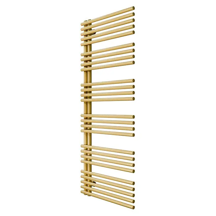 SCHÖNER WOHNEN-Kollektion Designheizkörper Celia 60 x 151 Mattgold - Mattgold - Goldfarbener Handtuchheizkörper mit mehreren horizontalen Stangen.