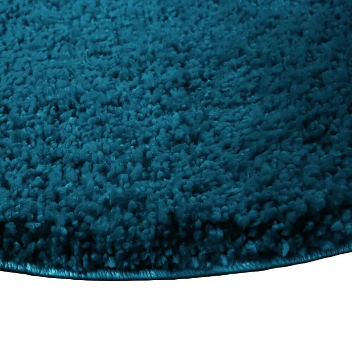 Floordirekt Badteppich Sky - 120 x 120 cm, Petrol, 100% Polyester - Tiefblauer, flauschiger Teppich mit weicher, strukturierter Oberfläche.