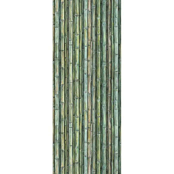 Marburg Smart Art Aspiration Fototapete Bamboo - B x H: 106 x 270 cm, Vlies - Texturierte Platte aus vertikalen Bambusstangen in erdigen Grün-, Braun- und Goldtönen.