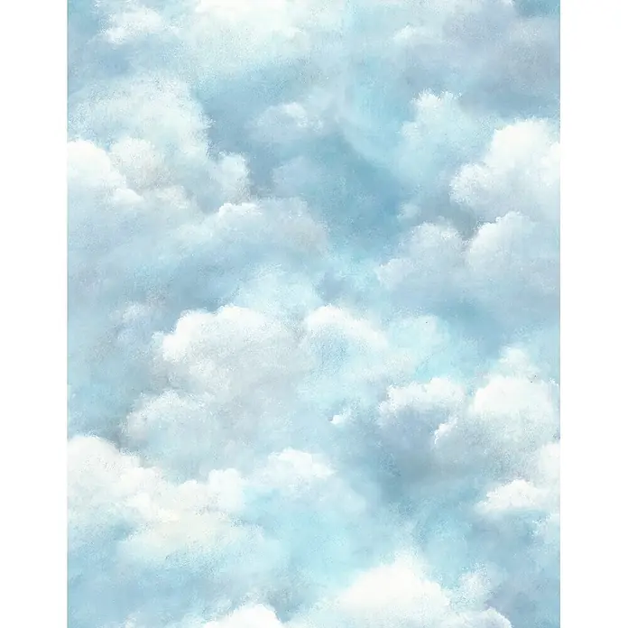 Marburg Smart Art Aspiration Fototapete Wolken II - B x H: 212 x 340 cm, Vlies, Blau - Weiche weiße und hellblaue Wolken füllen einen ruhigen, blassblauen Himmel.