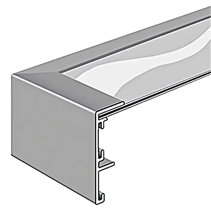 Nielsen Alurahmen Frame Box 2 - 60 x 80 cm, Schwarz - Silbergraues Aluminiumprofil mit dekorativem Welleneinsatz.