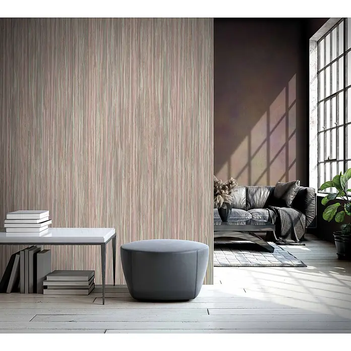 Marburg Smart Art Aspiration Fototapete Streifen II - B x H: 106 x 270 cm, Vlies, Beige-Grün - Vertikale gestreifte Tapete in Rosé- und Grüntönen, akzentuiert eine moderne Innenwand.