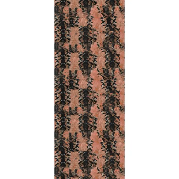 Marburg Smart Art Aspiration Fototapete Grafik II - B x H: 106 x 340 cm, Vlies, Schwarz-Orange - Batikstoff mit vertikalen schwarzen und pfirsichfarbenen Mustern. Rustikaler Textildruck.