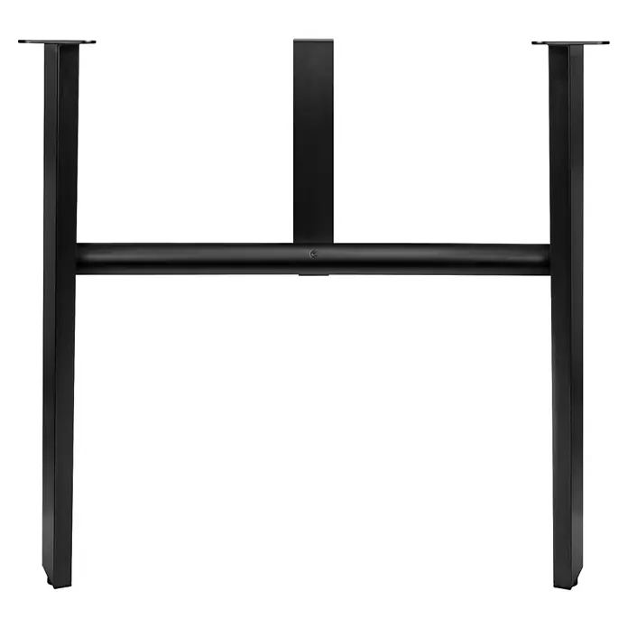 Walteco Tischbein Framy - L x B x H: 72,8 x 22,3 x 72 cm, Schwarz - Schwarzes H-förmiges Tischgestell aus Metall mit zentraler Vertikalstütze und Querstrebe.