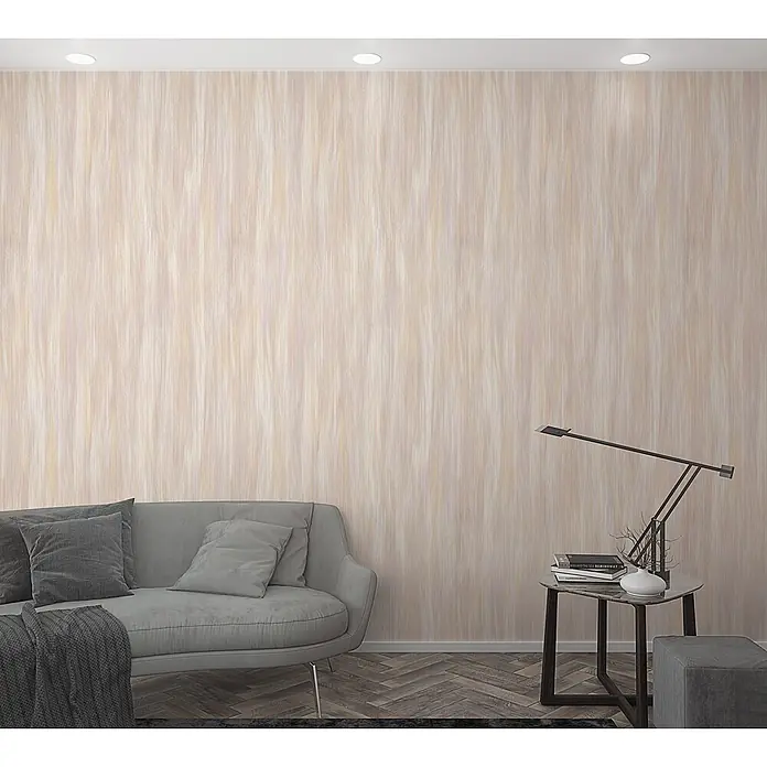 Marburg Smart Art Aspiration Fototapete Streifen - B x H: 106 x 270 cm, Vlies, Beige - Helle, vertikal strukturierte Tapete mit gebürstetem Muster an einer Wohnzimmerwand.