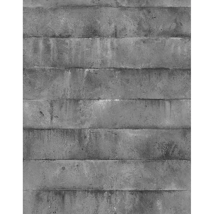 Marburg Smart Art Aspiration Fototapete Steinoptik I - B x H: 212 x 340 cm, Vlies - Textur einer grauen Betonwand mit horizontalen Fugen und Verfärbungen.