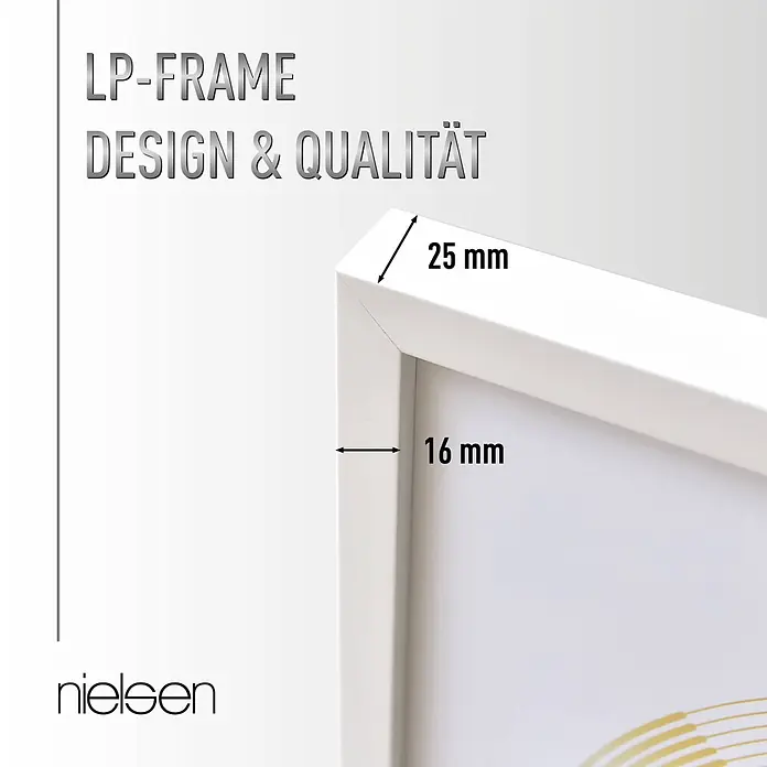 Nielsen Holzrahmen Vinyl Frame - 31,4 x 31,6 cm, Weiß - Weißer LP-Rahmen, 25 mm Tiefe, 16 mm Breite.