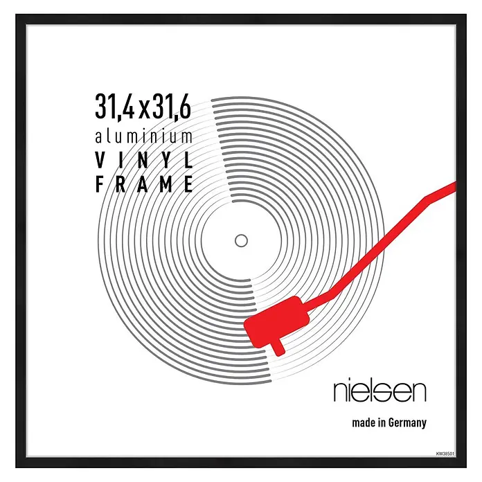 Nielsen Alurahmen Vinyl Frame - 31,4 x 31,6 cm, Schwarz - Schwarzer Aluminiumrahmen für Schallplatten, Größe 31,4x31,6 cm.
