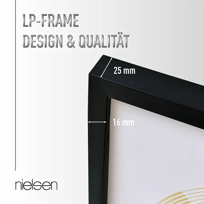 Nielsen Holzrahmen Vinyl Frame - 31,4 x 31,6 cm, Schwarz - Schwarzer LP-Rahmen mit 25 mm Tiefe und 16 mm Profilbreite.