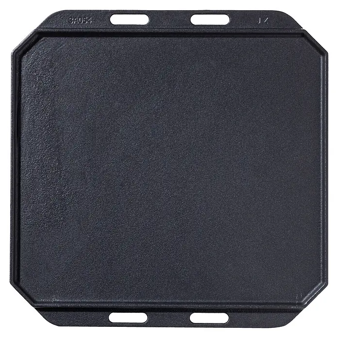 Cozze Grillpfanne - L x B: 30 x 30 cm, Höhe: 1 cm, Gusseisen - Quadratische, dunkelgraue Gusseisen-Grillplatte mit flacher Kochfläche und integrierten Griffen.