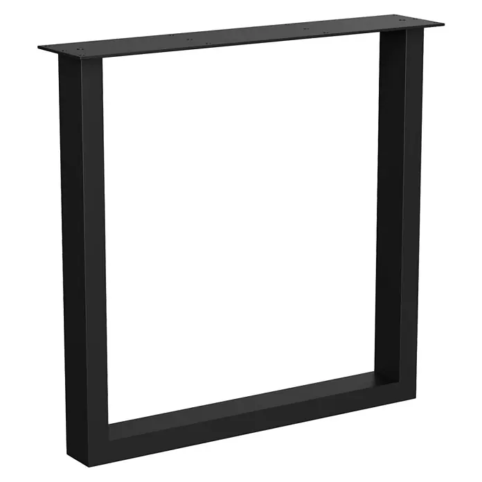Walteco Tischbein U - L x B x H: 74 x 15 x 71 cm, Schwarz - Schwarzmetallener U-förmiger Tischbeinrahmen mit Montageplatte.