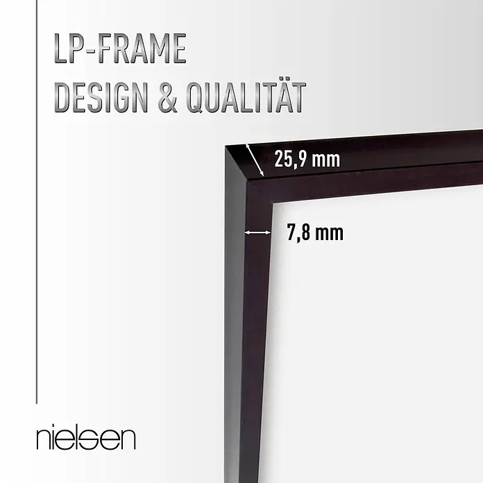 Nielsen Alurahmen Vinyl Frame - 31,4 x 31,6 cm, Schwarz - Dunkelbraunes Fotorahmenprofil, 25,9 mm tief und 7,8 mm breit.