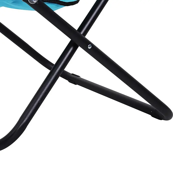 Outsunny Garten-Loungesessel - Metall, 600D-Oxfordstoff (100% Polyester), Klappbar, Blau, B x T x H: 80 x 80 x 75 cm - Schwarzer Rohrrahmen und Beine eines Klappstuhls aus Metall, mit teilweise sichtbarer blauer Stoffbespannung.