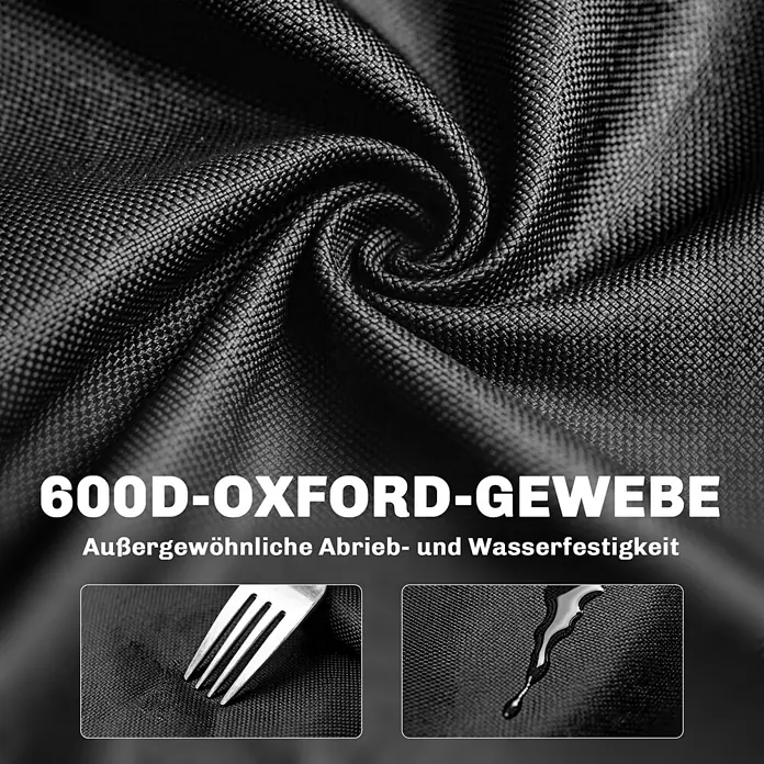 Outsunny Campingliege - Schwarz, B x T: 82 x 100 cm, Metall, Ausziehbar - Nahaufnahme von schwarzem 600D Oxford-Gewebe, das Abrieb- und Wasserfestigkeit zeigt.