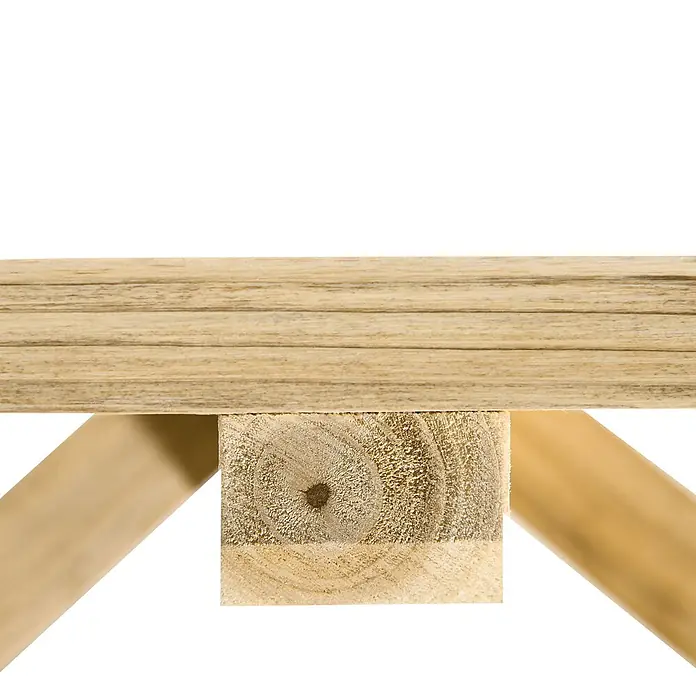 Outsunny Gartenbank - Tannenholz, Naturholz - Hellbraune Holzkonstruktion mit einer Planke, quadratischem Pfosten und schrägen zylindrischen Stützen.