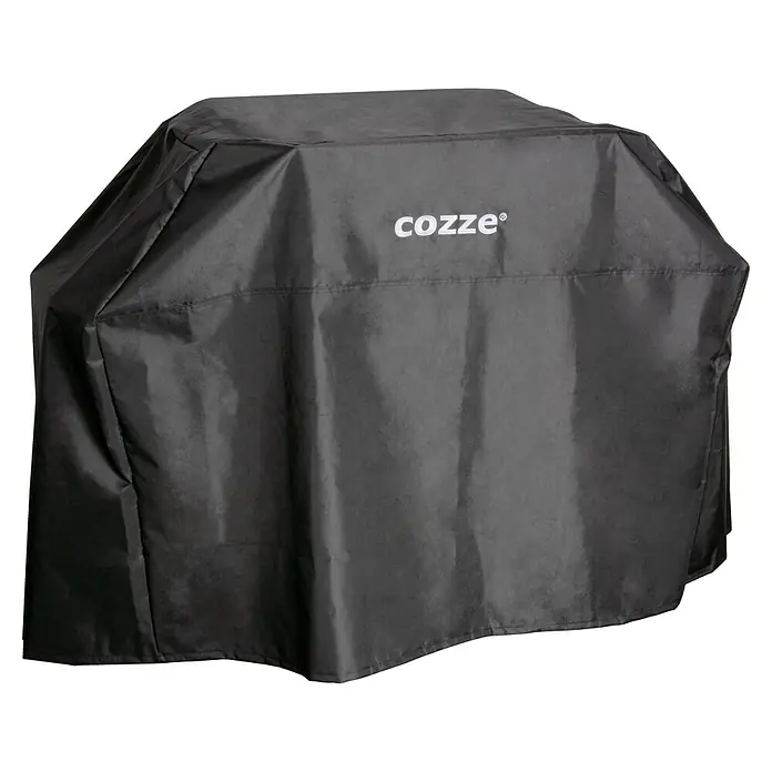Cozze Grill-Schutzhülle - Passend für: Cozze Plancha Grill 800 inkl. Rollwagen, Kunststoff - Dunkelgraue Stoff-Grillabdeckung mit weißem 'cozze®' Logo.