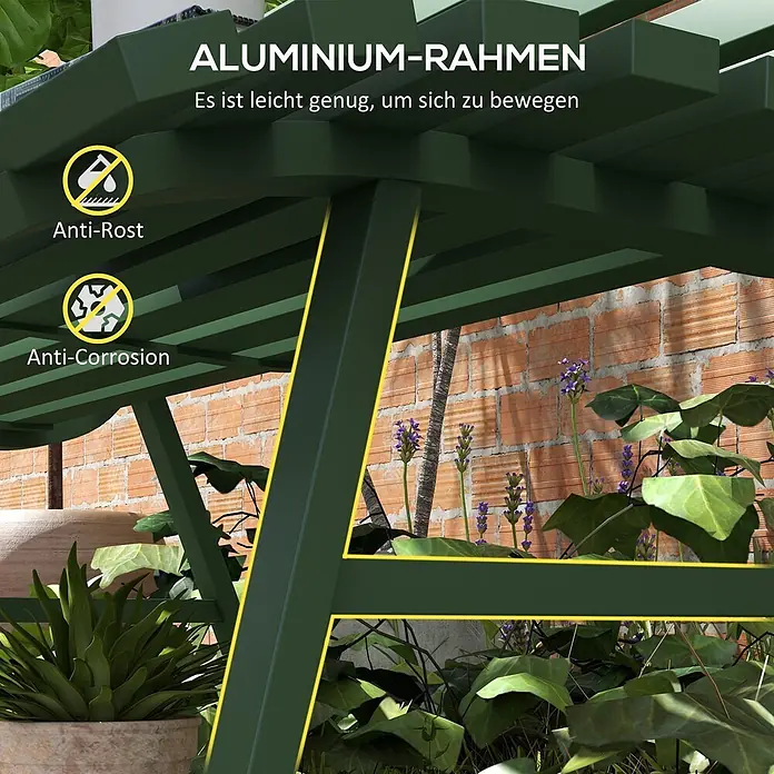 Outsunny Gartenbank - B x T x H: 67 x 67 x 79 cm, Aluminium, Grün - Dunkelgrüner Aluminiumrahmen, leicht, rost- und korrosionsbeständig für den Außenbereich.