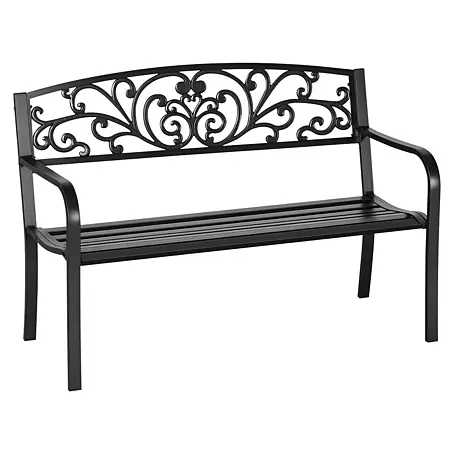 Outsunny  Gartenbank Schwarz, 127cm x 60cm x 87cm