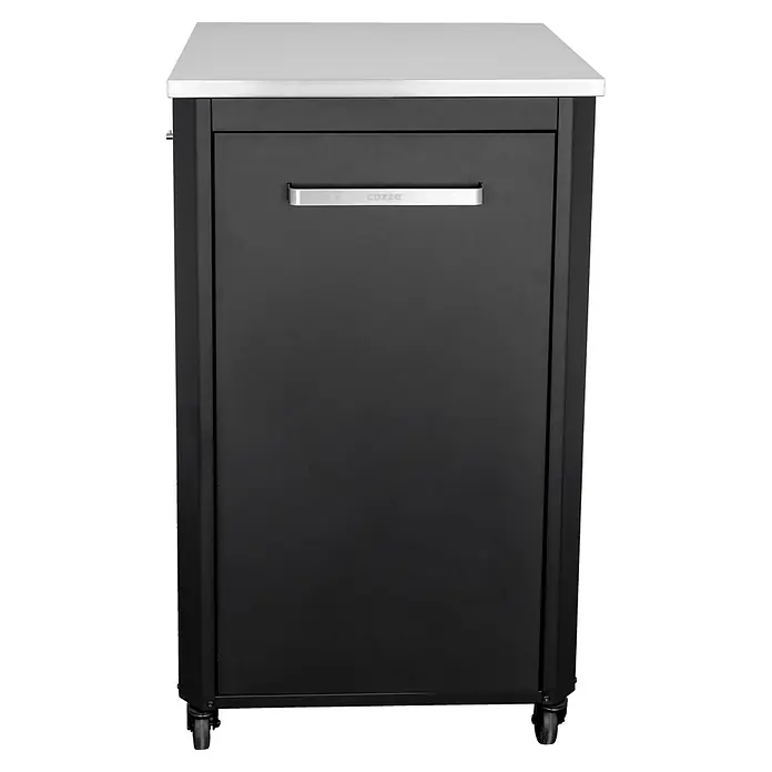 Cozze Outdoorküchen-Modul hoch - Schwarz/Silber, B x T x H: 60 x 60 x 110 cm - Schwarzer Outdoor-Küchenschrank mit Edelstahlplatte und Metallgriff, auf Rollen.