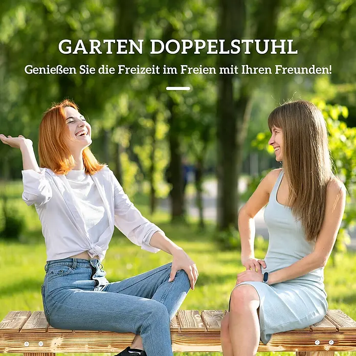Outsunny Gartenbank - B x T x H: 38 x 38 x 35 cm, Tannenholz, Verkohlt - Hölzerner Garten-Doppelstuhl, von zwei Personen im Freien genutzt.