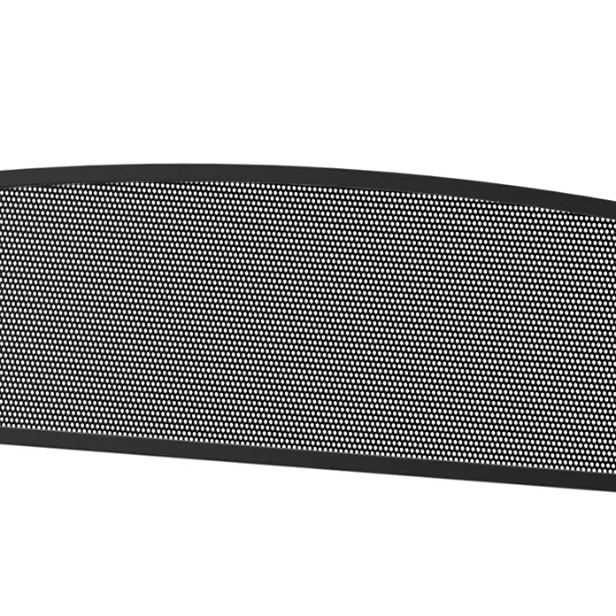 Furnicato Gartenbank pulverbeschichtet - B x T x H: 60 x 127 x 87 cm, Legierter Stahl, Schwarz - Schwarzer perforierter Schirm mit feinem Netzmuster, wahrscheinlich für Sonnenschutz oder Sichtschutz.