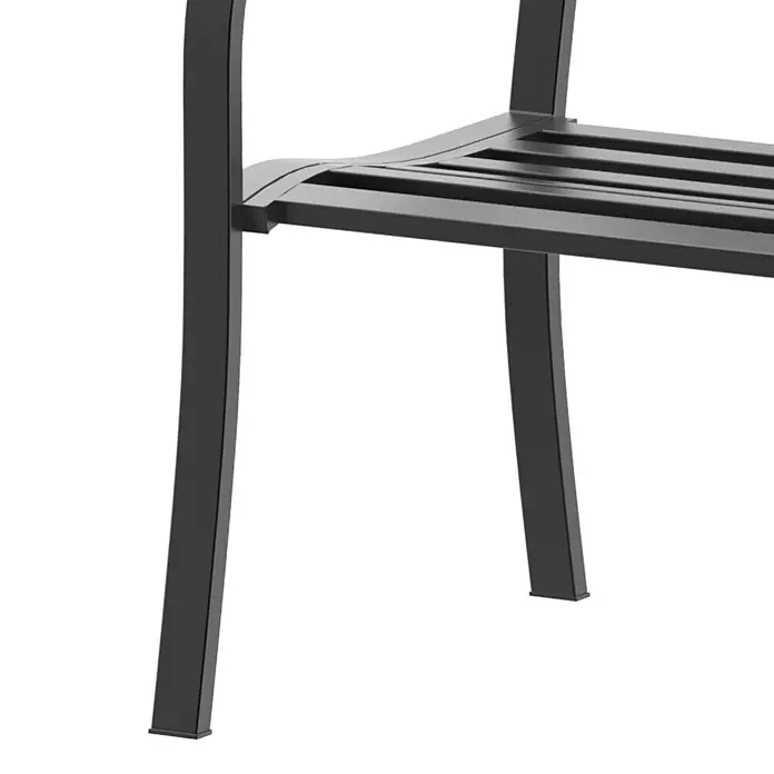 Outsunny Gartenbank Schwarz, 127cm x 60cm x 87cm - Stahl, Schwarz - Schwarzmetall-Bank-/Regaldetail: Lamellenplatte und starke Vierkantbeine.
