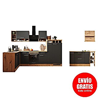 Respekta Cocina de isla Hilde (Ancho: 310 cm, Gris, Mate, Con electrodomésticos)
