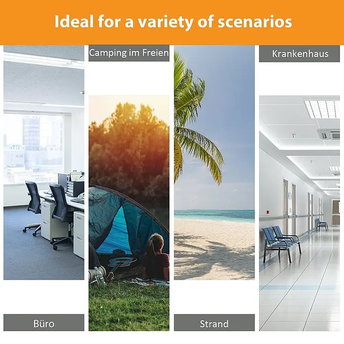 Outsunny Campingliege - 1 Stk., Schwarz, Kunststoff, Klappbar - Darstellung der Produktvielseitigkeit, geeignet für verschiedene Umgebungen wie Büros, Camping, Strände und Krankenhäuser.