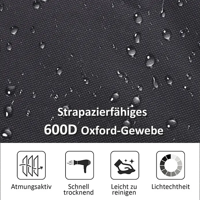 Outsunny Campingliege - 1 Stk., Schwarz, Kunststoff, Klappbar - Strapazierfähiges, wasserabweisendes 600D Oxford-Gewebe, atmungsaktiv, schnelltrocknend, leicht zu reinigen und lichtecht.