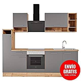 Respekta Composición de cocina Hilde (Ancho: 250 cm, Gris, Con electrodomésticos)