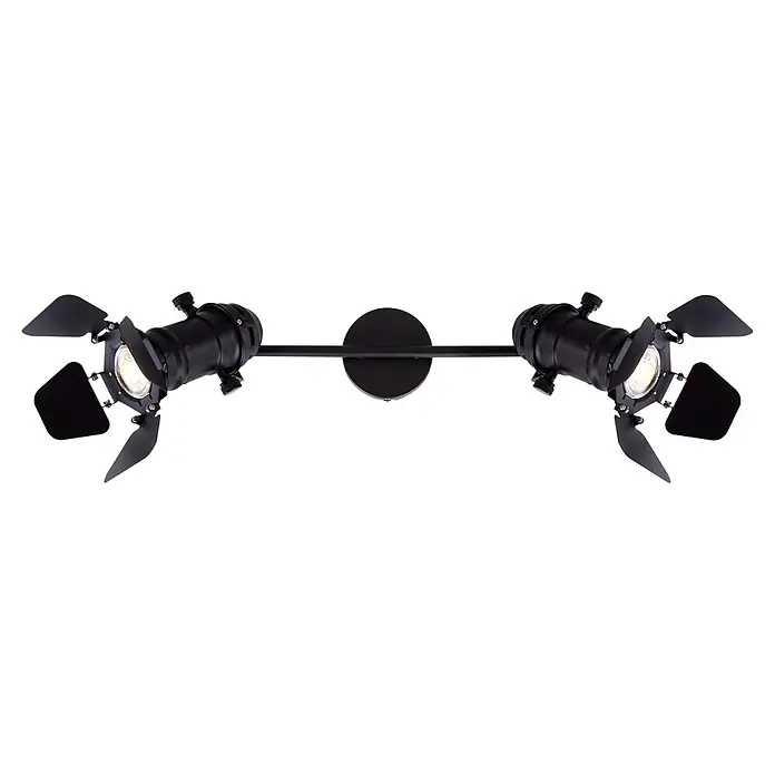 Globo Deckenstrahler Egon - 100 W, L x B x H: 54 x 16 x 26,5 cm, GU10 - Schwarze Deckenleuchte mit zwei verstellbaren Metallstrahlern und Lichtklappen.