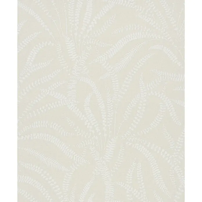 Marburg Vliestapete Novamur Oriana Floral - Beige, Floral, 10,05 x 0,53 m - Tapete mit hellem Cremeton und weißem Farnmuster.