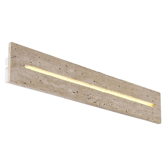 Globo LED-Wandleuchte Rojas - 21 W, Warmweiß - Lineare LED-Wandleuchte aus hellem, porösem Naturstein.